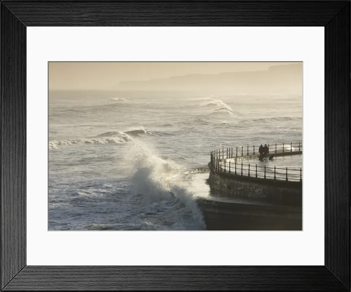 Framed Print : Scarborough South Bay rough seas and sea defences, Scarborough, North Yorkshire, Yorkshire Framed Print : Scarborough South Bay rough seas and sea defences, Scarborough, North Yorkshire, Yorkshire