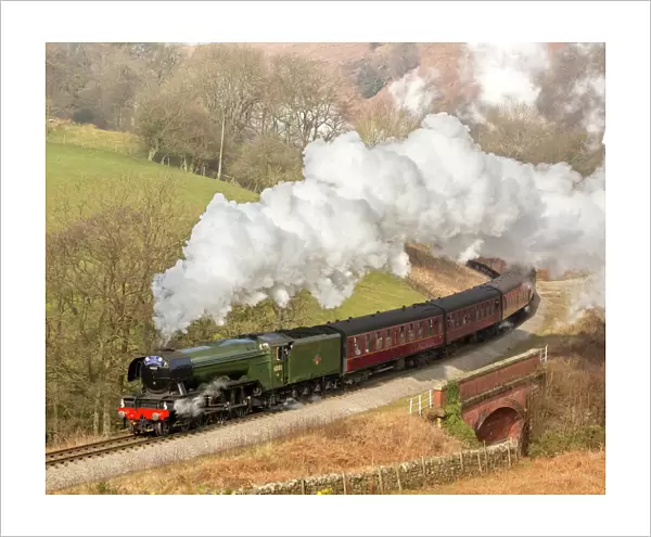 The Flying Scotsman arriving at Goathland station on the North Yorkshire Moors Railway
