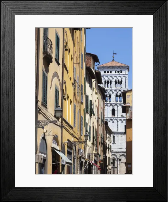 Framed Print : Campanile of San Michele in Foro, Via di Poggio, Lucca, Tuscany, Italy, Europe Framed Print : Campanile of San Michele in Foro, Via di Poggio, Lucca, Tuscany, Italy, Europe