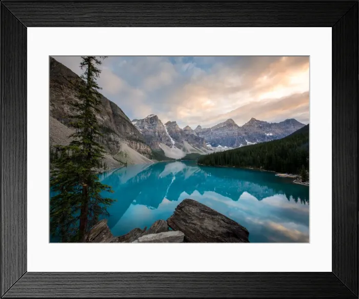 Framed Print : Moraine Lake at sunset in the Canadian Rockies, Banff National Park, UNESCO World Heritage Site Framed Print : Moraine Lake at sunset in the Canadian Rockies, Banff National Park, UNESCO World Heritage Site