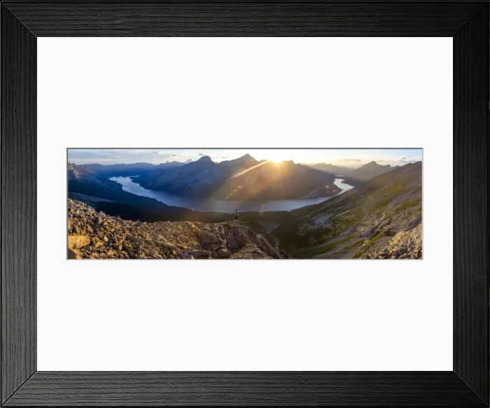 Framed Print : Epic panorama view of Spray Lakes at sunset from mountain peak, Alberta, Canada Framed Print : Epic panorama view of Spray Lakes at sunset from mountain peak, Alberta, Canada