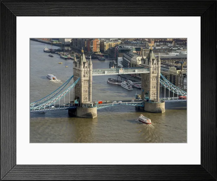 Framed Print : Aerial view of Tower Bridge and River Thames, London, England, United Kingdom, Europe Framed Print : Aerial view of Tower Bridge and River Thames, London, England, United Kingdom, Europe