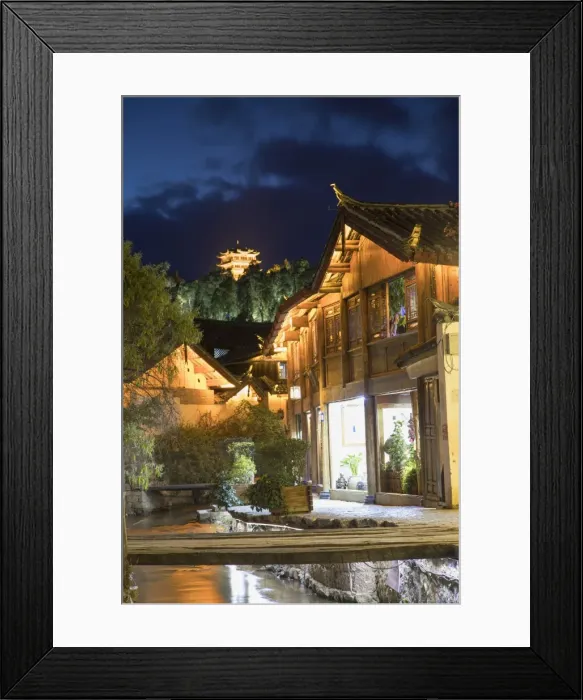 Framed Print : Canalside buildings at dusk, Lijiang, UNESCO World Heritage Site, Yunnan, China, Asia Framed Print : Canalside buildings at dusk, Lijiang, UNESCO World Heritage Site, Yunnan, China, Asia