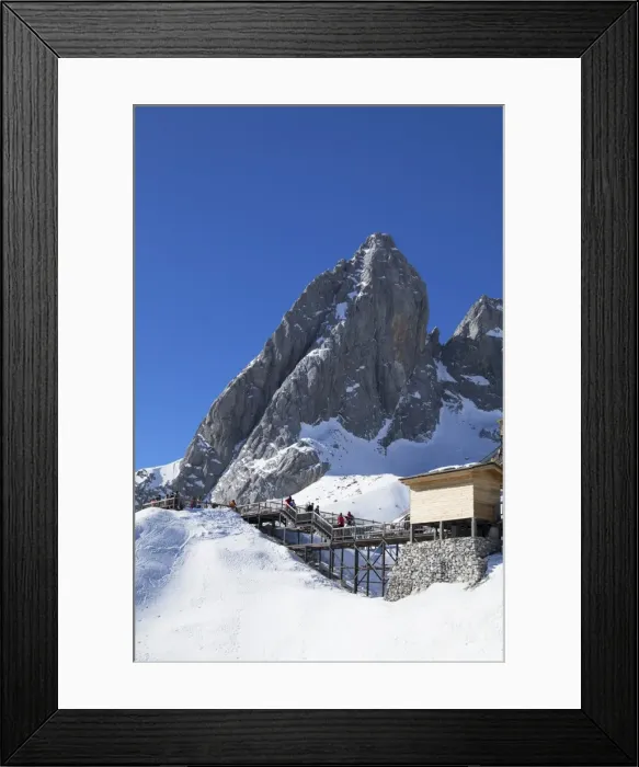 Framed Print : Tourists on Jade Dragon Snow Mountain (Yulong Xueshan), Lijiang, Yunnan, China, Asia