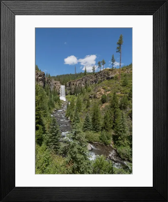 Framed Print : Tumalo Falls, a 97-foot waterfall on Tumalo Creek, in the Cascade Range west of Bend Framed Print : Tumalo Falls, a 97-foot waterfall on Tumalo Creek, in the Cascade Range west of Bend