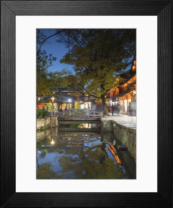 Framed Print : Canalside restaurant at dusk, Lijiang, UNESCO World Heritage Site, Yunnan, China, Asia Framed Print : Canalside restaurant at dusk, Lijiang, UNESCO World Heritage Site, Yunnan, China, Asia