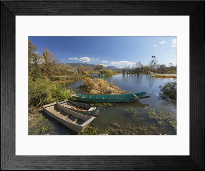 Framed Print : Fishing boats on Erhai Lake, Shuanglang, Yunnan, China, Asia Framed Print : Fishing boats on Erhai Lake, Shuanglang, Yunnan, China, Asia
