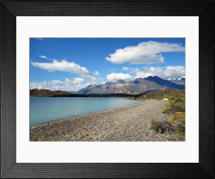 Framed Print : Camping on the shores of Lago Viedma, Argentine Patagonia, Argentina, South America Framed Print : Camping on the shores of Lago Viedma, Argentine Patagonia, Argentina, South America