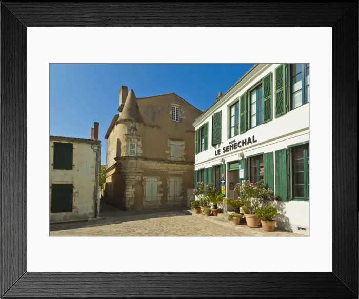 Framed Print : Hotel Senechal on Rue Gambetta in the islands principal western town. Ars en Re Framed Print : Hotel Senechal on Rue Gambetta in the islands principal western town. Ars en Re