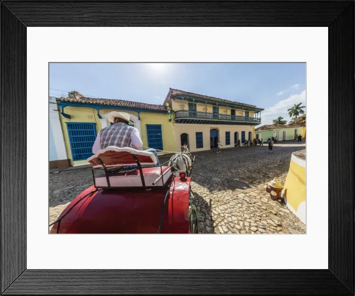 Framed Print : A horse-drawn cart known locally as a coche in Plaza Mayor, Trinidad, UNESCO World Heritage Site Framed Print : A horse-drawn cart known locally as a coche in Plaza Mayor, Trinidad, UNESCO World Heritage Site