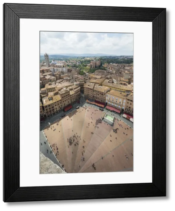 Framed Print : Top view of Piazza del Campo with the historical buildings and The Fonte Gaia fountain Framed Print : Top view of Piazza del Campo with the historical buildings and The Fonte Gaia fountain