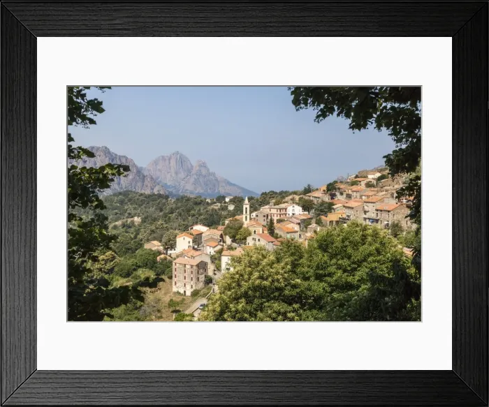 Framed Print : The old citadel of Evisa perched on the hill surrounded by mountains, Southern Corsica Framed Print : The old citadel of Evisa perched on the hill surrounded by mountains, Southern Corsica