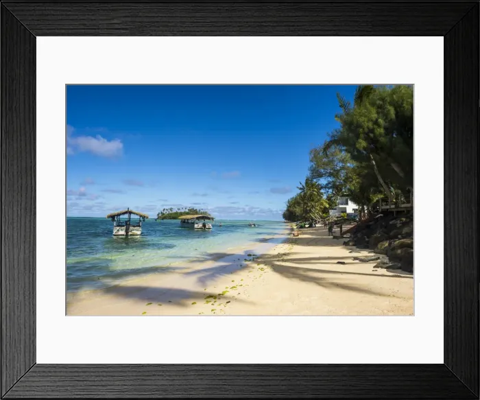 Framed Print : White sand beach and turquoise waters, Muri beach, Rarotonga and the Cook Islands Framed Print : White sand beach and turquoise waters, Muri beach, Rarotonga and the Cook Islands