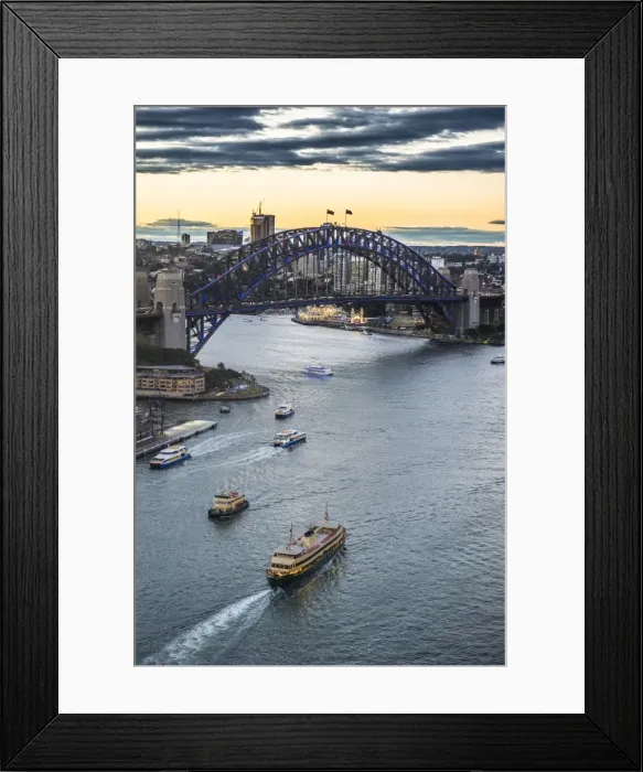 Framed Print : View over Sydney harbour after sunset, Sydney, New South Wales, Australia, Pacific Framed Print : View over Sydney harbour after sunset, Sydney, New South Wales, Australia, Pacific