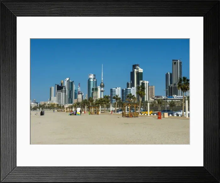 Framed Print : Shuwaikh beach and skyline of Kuwait City, Kuwait, Middle East Framed Print : Shuwaikh beach and skyline of Kuwait City, Kuwait, Middle East