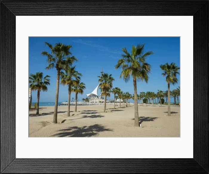 Framed Print : Palm fringed Marina beach, Kuwait City, Kuwait, Middle East Framed Print : Palm fringed Marina beach, Kuwait City, Kuwait, Middle East