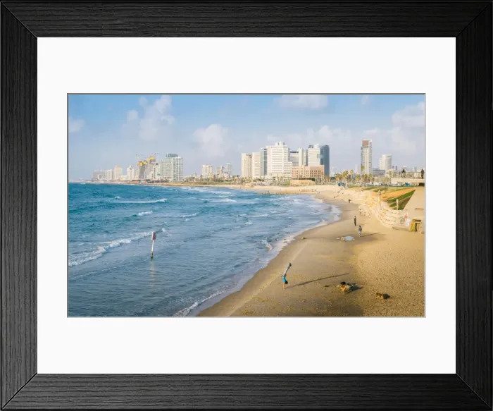 Framed Print : View of Neve Tzedek district skyline and Mediterranean in the evening, Tel Aviv, Israel Framed Print : View of Neve Tzedek district skyline and Mediterranean in the evening, Tel Aviv, Israel