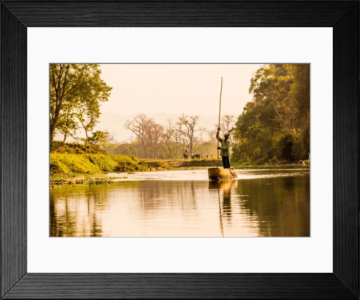 Framed Print : Nepalese gondolier in Chitwan National Forest, Nepal, Asia Framed Print : Nepalese gondolier in Chitwan National Forest, Nepal, Asia
