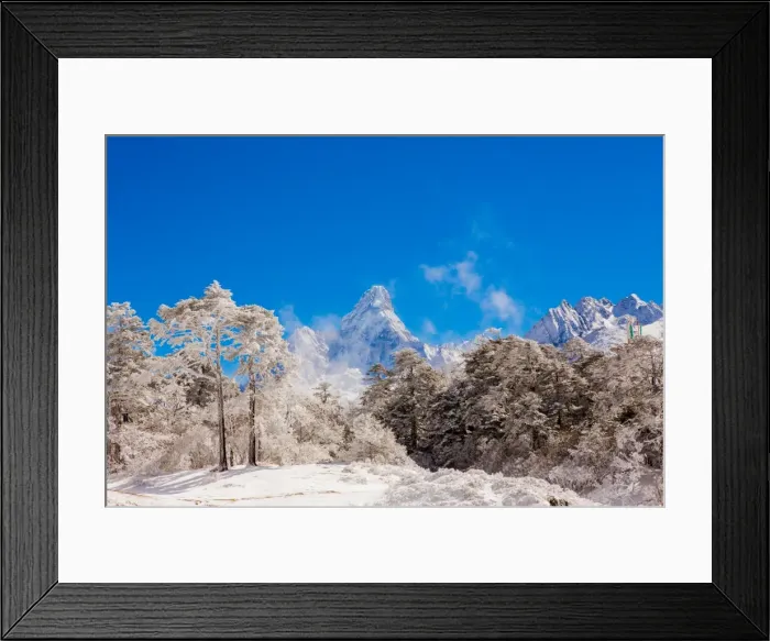Framed Print : Peak of Mount Everest with snow covered forest, Himalayas, Nepal, Asia Framed Print : Peak of Mount Everest with snow covered forest, Himalayas, Nepal, Asia