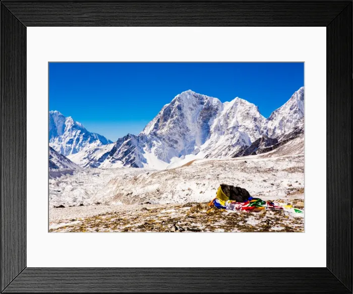 Framed Print : Everest Peak with prayer flags, Himalayas, Nepal, Asia Framed Print : Everest Peak with prayer flags, Himalayas, Nepal, Asia
