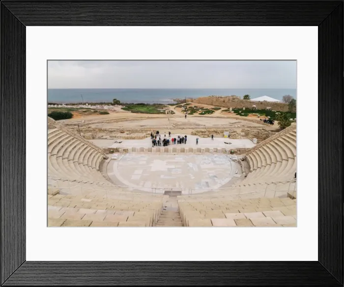 Framed Print : The ancient Roman amphitheatre in Caesarea, Israel, Middle East Framed Print : The ancient Roman amphitheatre in Caesarea, Israel, Middle East