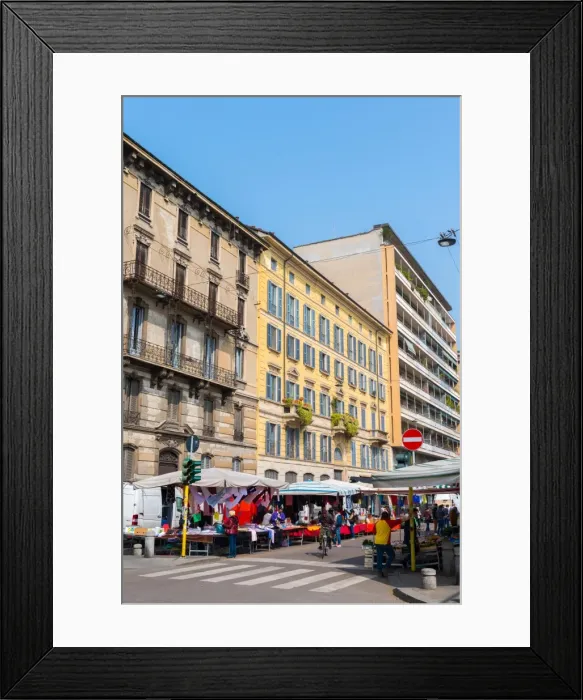Framed Print : A street market in Milan, Lombardy, Italy, Europe Framed Print : A street market in Milan, Lombardy, Italy, Europe