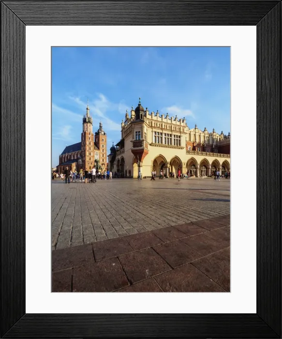 Framed Print : Main Market Square, St. Mary Basilica and Cloth Hall, Cracow, Lesser Poland Voivodeship Framed Print : Main Market Square, St. Mary Basilica and Cloth Hall, Cracow, Lesser Poland Voivodeship