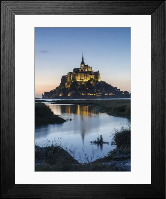 Framed Print : Tide growing at dusk, Mont-Saint-Michel, UNESCO World Heritage Site, Normandy, France Framed Print : Tide growing at dusk, Mont-Saint-Michel, UNESCO World Heritage Site, Normandy, France