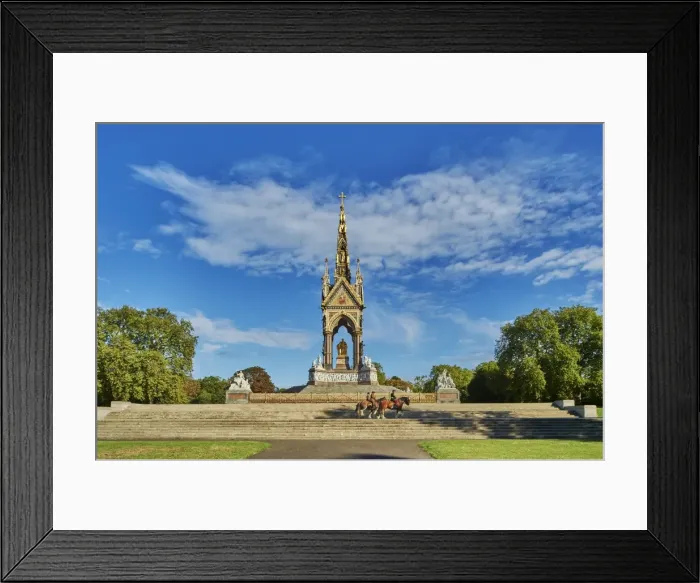 Framed Print : Three heavy horses are ridden past The Albert Memorial, Kensington Gardens, Hyde Park Framed Print : Three heavy horses are ridden past The Albert Memorial, Kensington Gardens, Hyde Park