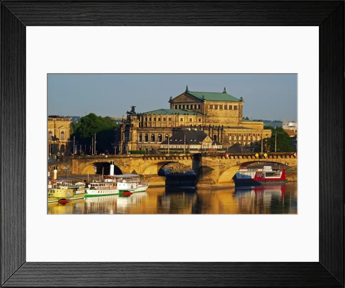 Framed Print : Elbe River, Semper Opera House, Dresden, Saxony, Germany, Europe