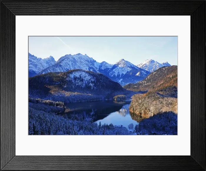 Framed Print : Lake Alpsee near Hohenschwangau and Tannheimer Alps, Allgau, Bavaria, Germany, Europe Framed Print : Lake Alpsee near Hohenschwangau and Tannheimer Alps, Allgau, Bavaria, Germany, Europe