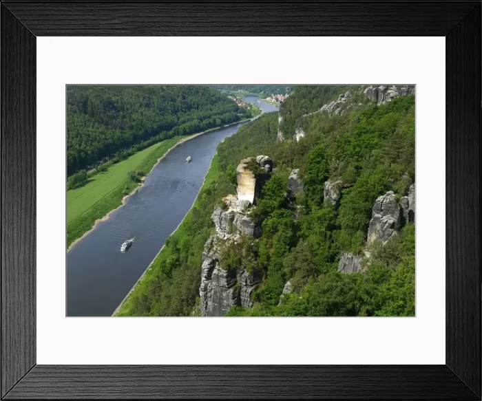 Framed Print : Bastei Rock Formation near Rathen, Saxon Switzerland, Saxony, Germany, Europe