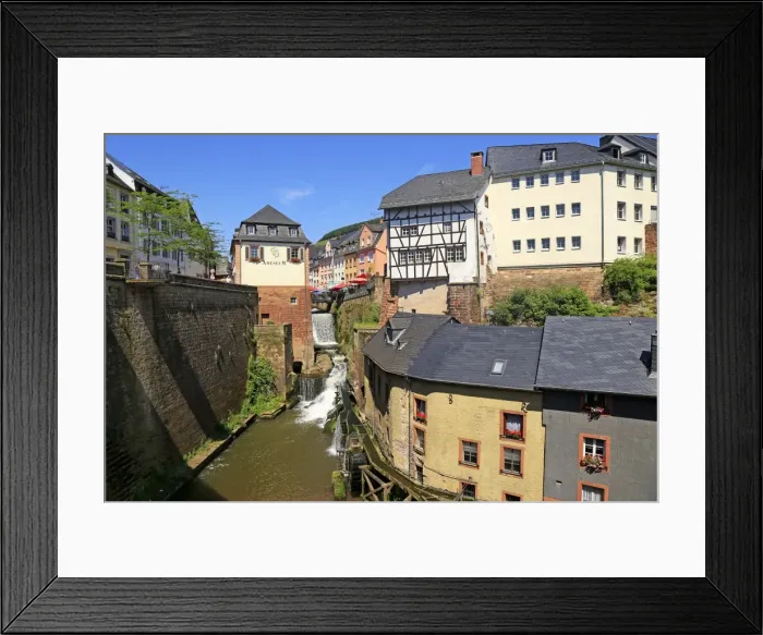 Framed Print : Hackenberg Mill with Leukbach Waterfall and Mill Museum, Saarburg on River Saar Framed Print : Hackenberg Mill with Leukbach Waterfall and Mill Museum, Saarburg on River Saar