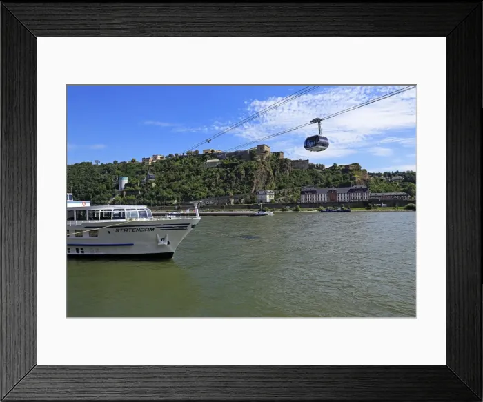 Framed Print : Cable Car to Fortress Ehrenbreitstein on Rhine River, Koblenz, Rhineland-Palatinate Framed Print : Cable Car to Fortress Ehrenbreitstein on Rhine River, Koblenz, Rhineland-Palatinate
