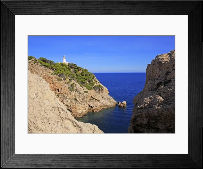 Framed Print : Lighthouse at Cap de Pera near Cala Ratjada, Majorca, Balearic Islands, Spain, Mediterranean Framed Print : Lighthouse at Cap de Pera near Cala Ratjada, Majorca, Balearic Islands, Spain, Mediterranean