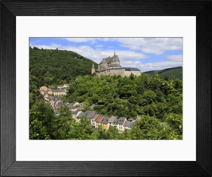 Framed Print : Vianden Castle above the Town of Vianden on Our River, Canton of Vianden, Grand Duchy of Luxembourg Framed Print : Vianden Castle above the Town of Vianden on Our River, Canton of Vianden, Grand Duchy of Luxembourg