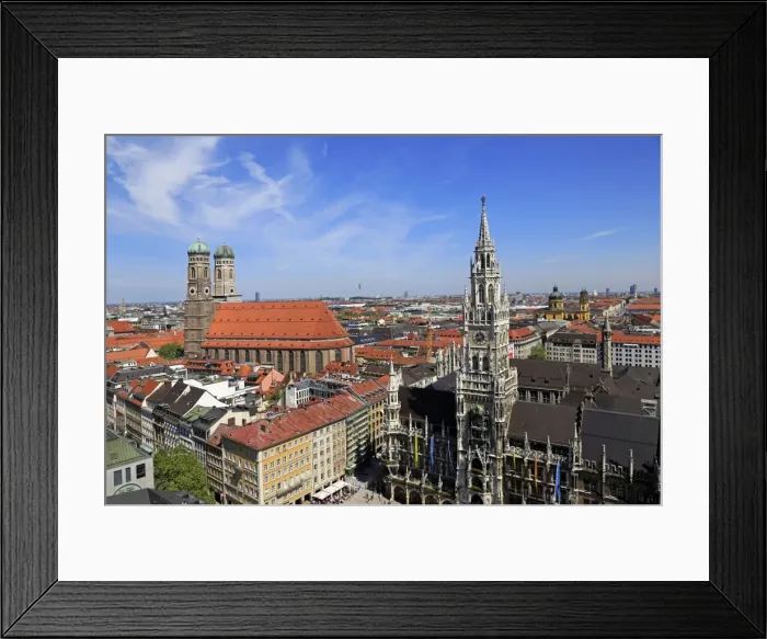 Framed Print : View from St. Peters Church down to Marienplatz Square, City Hall and Church of Our Lady Framed Print : View from St. Peters Church down to Marienplatz Square, City Hall and Church of Our Lady