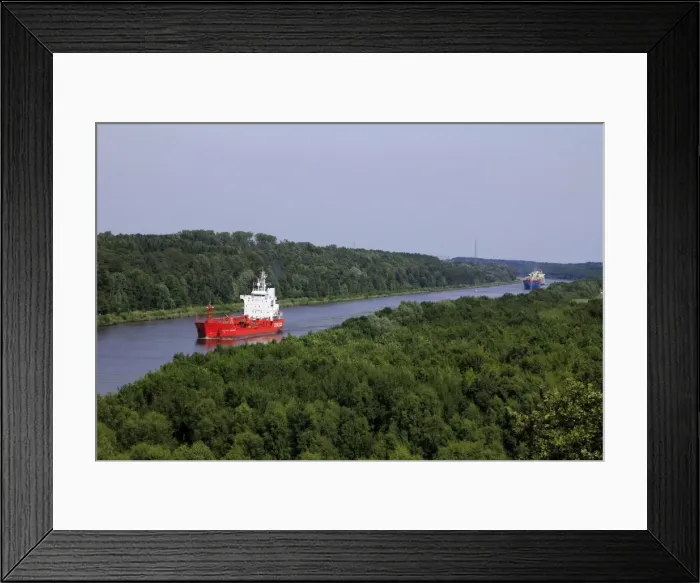 Framed Print : Freight Ships on Kiel Canal going near Hochdonn, Dithmarschen, Schleswig-Holstein Framed Print : Freight Ships on Kiel Canal going near Hochdonn, Dithmarschen, Schleswig-Holstein