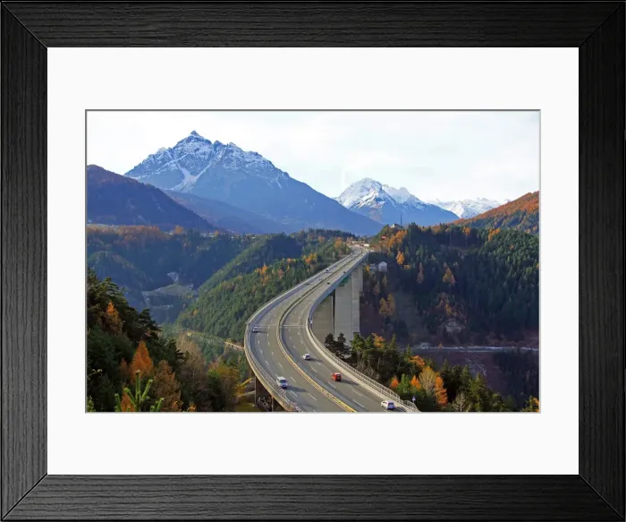 Framed Print : Europabrucke, Brenner Highway, Tyrol, Austria, Europe