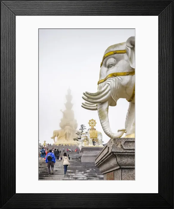 Framed Print : Massive statue of Samantabhadra at the summit of Mount Emei (Emei Shan), UNESCO World Heritage Site Framed Print : Massive statue of Samantabhadra at the summit of Mount Emei (Emei Shan), UNESCO World Heritage Site