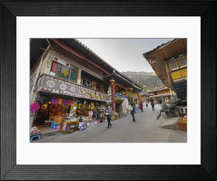 Framed Print : Tibetan Village, Jiuzhaigou (Nine Village Valley), Sichuan province, China, Asia