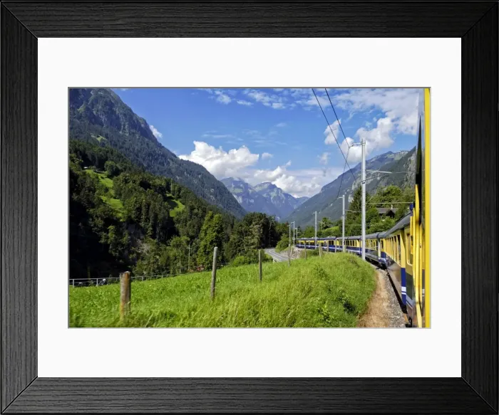 Framed Print : Berner Oberlandbahn Railway in Lutschental near Grindelwald, Bernese Oberland, Switzerland Framed Print : Berner Oberlandbahn Railway in Lutschental near Grindelwald, Bernese Oberland, Switzerland