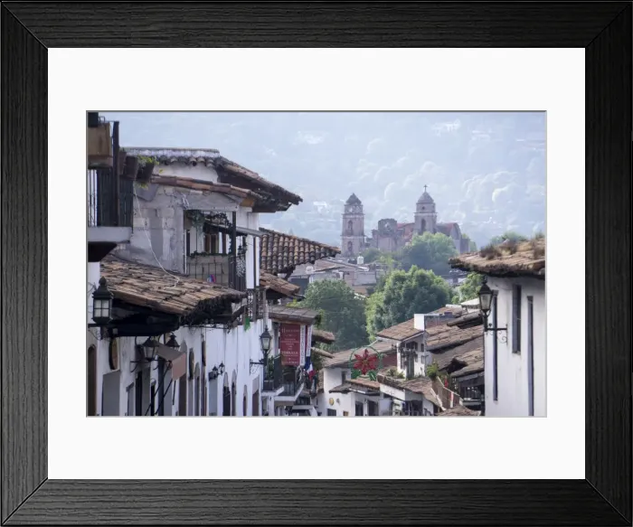 Framed Print : Looking down on town centre, Valle de Bravo, Mexico, North America