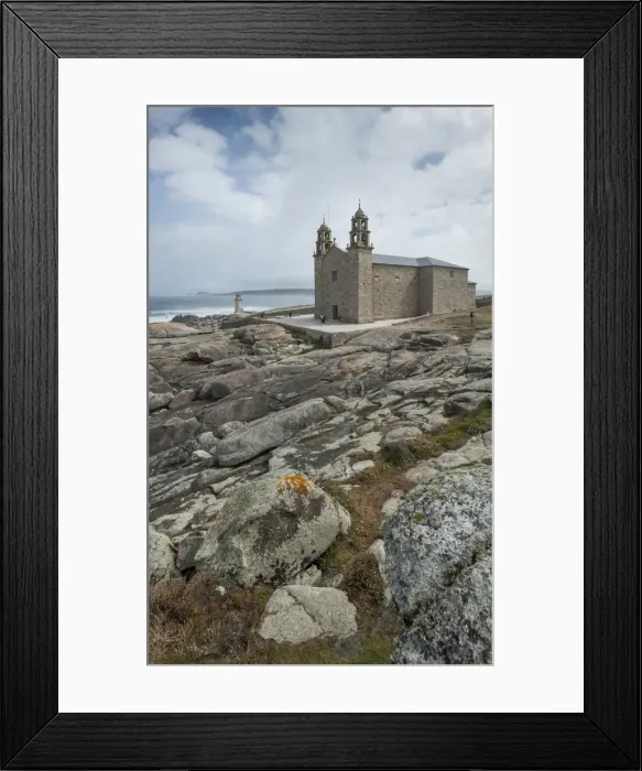 Framed Print : Nosa Senora da Barca (Our Lady of the Boat) Church in Muxia, A Coruna, Galicia, Spain Framed Print : Nosa Senora da Barca (Our Lady of the Boat) Church in Muxia, A Coruna, Galicia, Spain