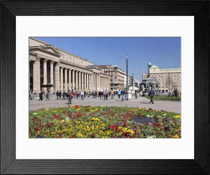 Framed Print : Schlossplatz square, Koenigsbau shopping centre, pedestrian area, Stuttgart, Baden Wurttemberg