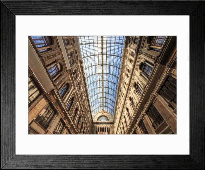 Framed Print : Morning light illuminates the Galleria Umberto I arcade, 1890, through its spectacular Framed Print : Morning light illuminates the Galleria Umberto I arcade, 1890, through its spectacular