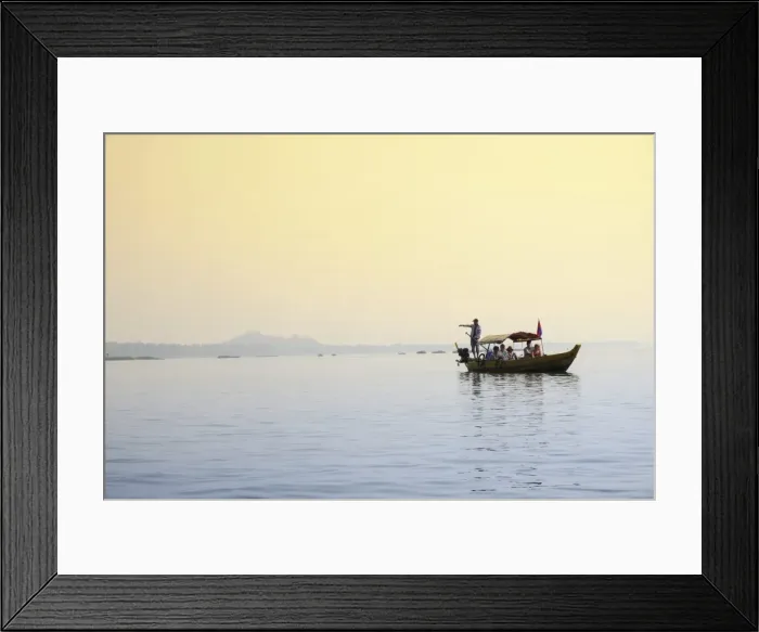 Framed Print : Tourist boat river dolphin-watching on the Mekong River, Kratie, Cambodia, Indochina Framed Print : Tourist boat river dolphin-watching on the Mekong River, Kratie, Cambodia, Indochina