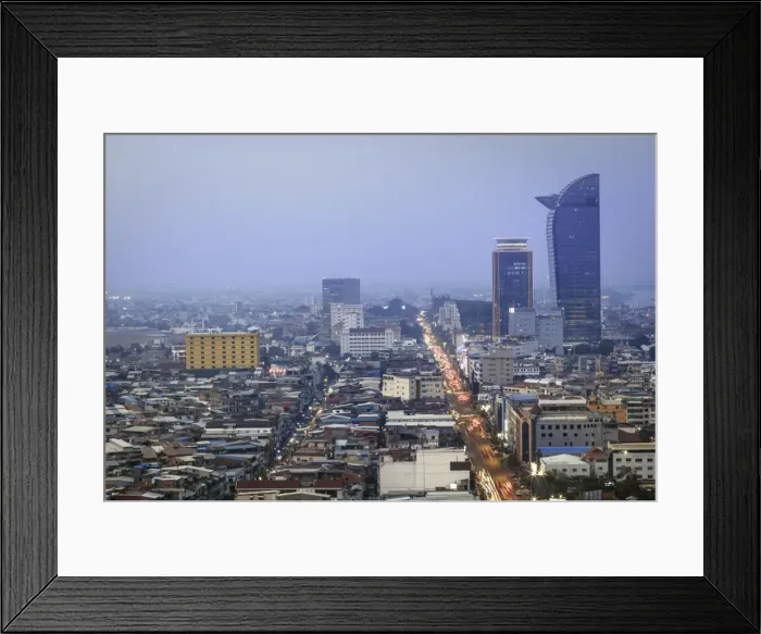 Framed Print : View of the city centre and downtown Central business district, Phnom Penh, Cambodia Framed Print : View of the city centre and downtown Central business district, Phnom Penh, Cambodia