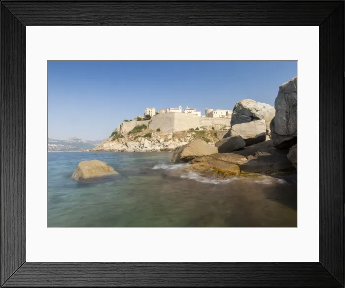 Framed Print : The old fortified citadel on the promontory surrounded by the clear sea, Calvi, Balagne Region Framed Print : The old fortified citadel on the promontory surrounded by the clear sea, Calvi, Balagne Region