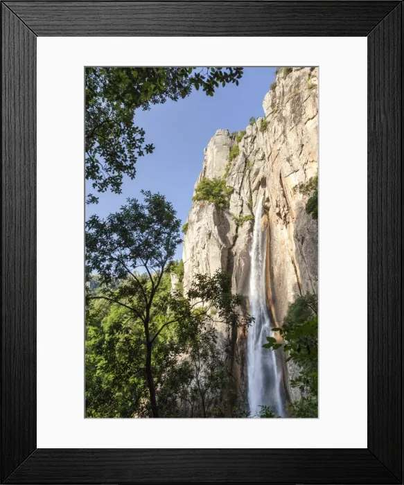 Framed Print : The Piscia di Gallo waterfall surrounded by granite rocks and green woods, Zonza Framed Print : The Piscia di Gallo waterfall surrounded by granite rocks and green woods, Zonza